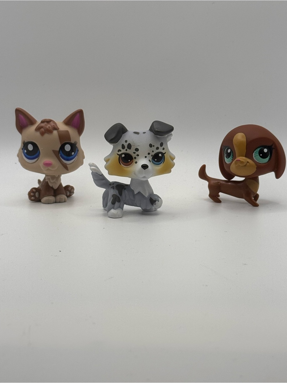 Lot of 3 Littlest Pet Shop Assorted Dogs (German Shepherd, Collie and Dachshund
